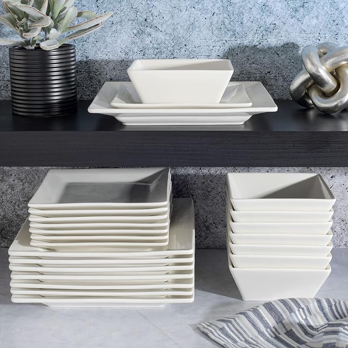 Gibson Home Zen Buffet Hard Square Porcelain Chip and Scratch Resistant - Image 4