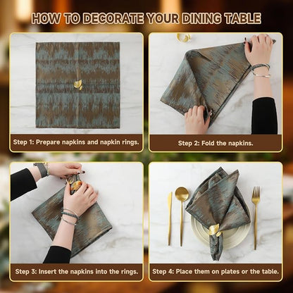 Napkin Rings Set of 24, Shiny Gold Napkin Rings, Easy Care, Solid Metal Laurel - Image 5