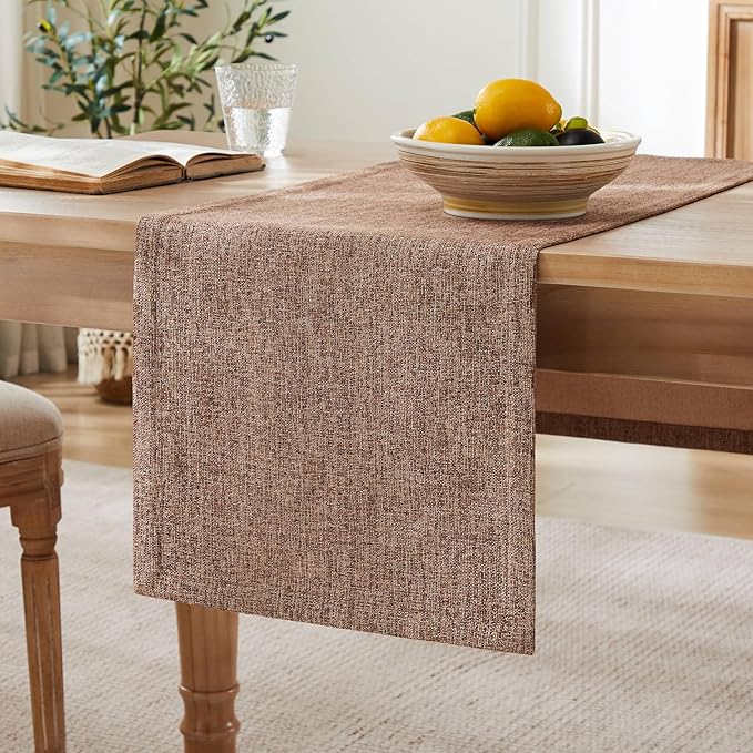 Burlap Style Farmhouse Table Runner, 14x48 Inches Brown | Thick Durable Fabric by ZEEMARTONLINE