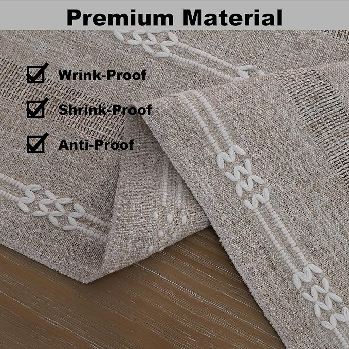 Gernaice Boho Table Runner, Embroidered Cotton Linen Farmhouse Table Runners - Image 4