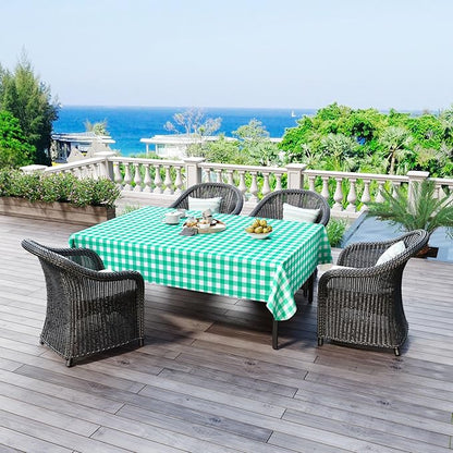 misaya Rectangle Waterproof Vinyl Table Cloth, Buffalo Flannel Backed Tablecloth, Wipeable Plastic Table Cover for Dinner, Kitchen, Outdoor (54" x 108", Green and White)