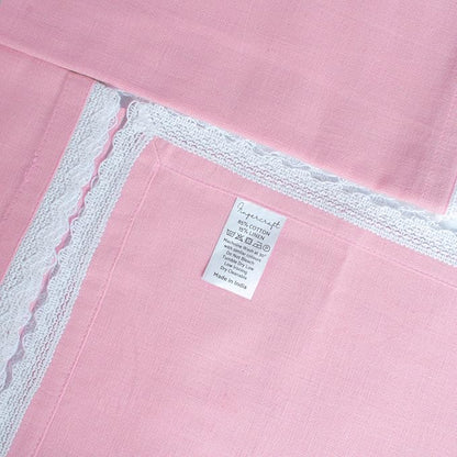 Fingercraft Dinner Cloth Napkin Cotton Linen Blend 12 Pack Mitered Corners with Elegant Lace for Everyday Use Napkins are Pre Shrunk and Good Absorbency (Pastel Rose, 20in x 20in (Set of 12))