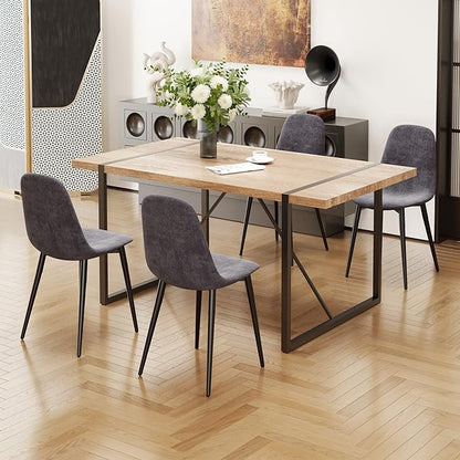 55'' Kitchen Table,Dinner Table for 4-6, Kitchen & Dining Room Tables,Wood Dining Table with Metal Legs for Living Room & Dining Room
