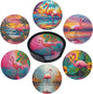 Flamingo Coasters Leather Round Drink Coasters 6 Pcs Set with Holderor for Cup Drink Coffee Table Bar Home Decor