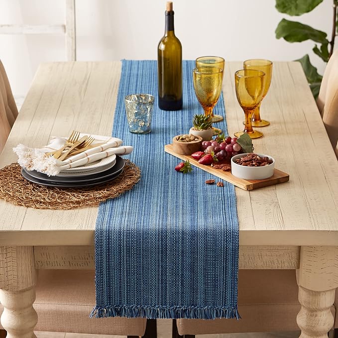 DII Variegated Tabletop Collection, Table Runner, Nautical Blue - Image 3