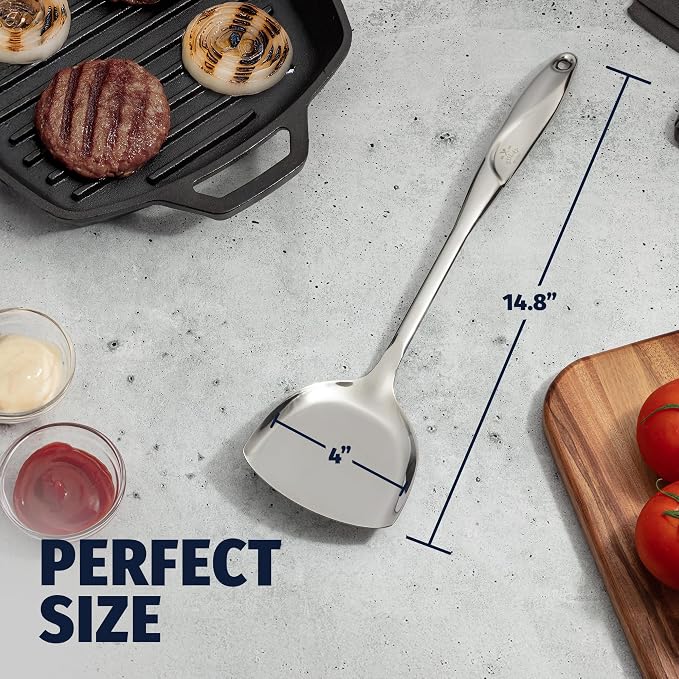 Zulay Kitchen Stainless Steel Wok Spatula | 14.8” Heat-Resistant Metal Turner - Image 4