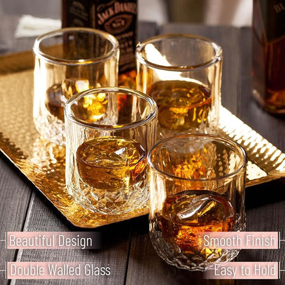 BTaT- Double Walled Drinking Glass, 4 Pack, 7 oz, Stylish Insulated Rocks Glass - Image 4