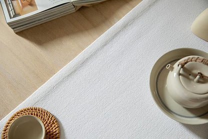 Burlap Style Farmhouse Table Runner, 14x108 Inches White | Thick Durable Fabric - Image 5