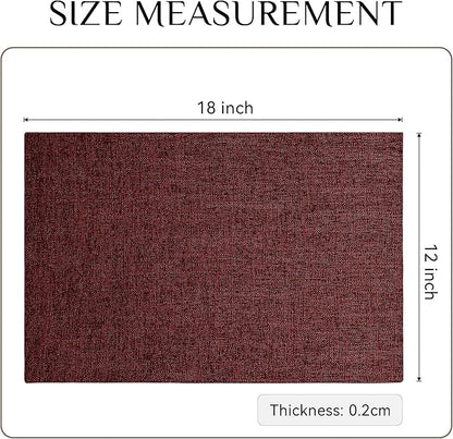 Softalker Faux Linen Placemats Set of 6-12 x 18 Inch, Heat Resistant Double Layered Durable Burlap Farmhouse Place Mats, Non-Slip Washable Rustic Table Mats for Dining, Kitchen, Party（Red