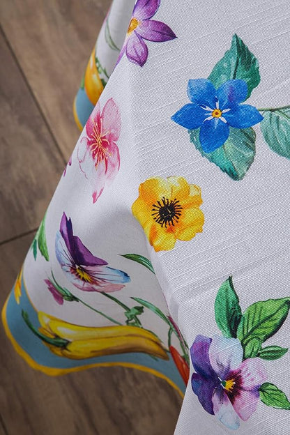 Maison d' Hermine Table Cloth Round Table 100% Cotton 63 Round Inches Tablecloth Reusable Decorative for Dining Room Farmhouse Home Valentines Day Decorations Spring Summer - Giverny
