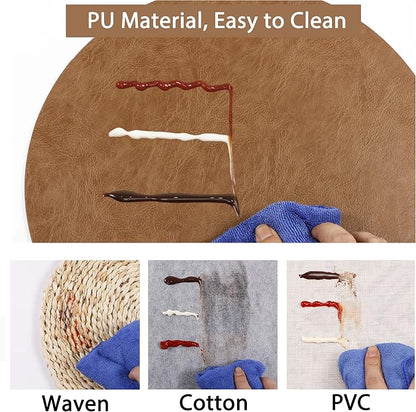 Jovono PU Leather Placemats, Waterproof Coffee Coasters, Kitchen Table Mats - Image 5