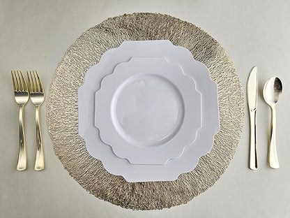 " OCCASIONS " 80 Plates Pack,(40 Guests) Heavyweight Wedding Party Disposable Plastic Plates Set -40 x 10.5'' Dinner + 40 x 8'' Salad/Dessert Plate (Imperial White)