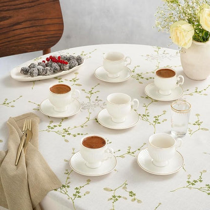 KARACA Malta 12-Piece Porcelain Espresso & Turkish Coffee Cup and Saucer Set - Image 7