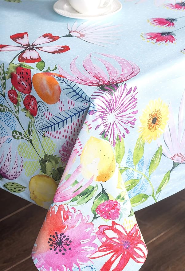 Maison d' Hermine Table Cloth Rectangle Table 100% Cotton 54 x 72 Inches Tablecloth Reusable Decorative for Dining Room Farmhouse Home Valentines Day Decorations Spring Summer - Jardin D'Ete - Mint