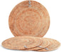 Vagabond House Large Woven Rattan Placemats Set of 4, Durable Wicker Placemats with Pewter Anchor Accent, Quality Rattan Chargers, Ideal for Coastal Beach Home