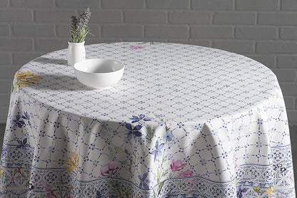 Maison d' Hermine Table Cloth Round Table 100% Cotton 69 Round Inches Tablecloth Reusable Decorative for Dining Room Farmhouse Home Valentines Day Decorations Spring Summer - Faience