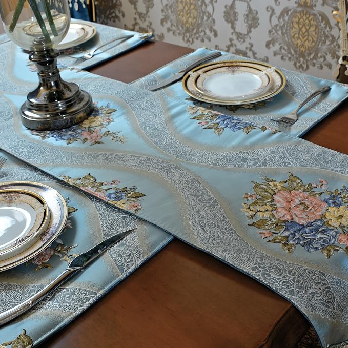 Extra Luxury Velvet Blue Table Runner 120 Inches Long - Image 4