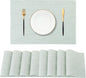 Leetaltree Mint Cream Placemats Set of 8 - Heat Resistant Non-Slip Place mats for Dining Table, Washable Durable PVC Vinyl Woven Table Mats（Mint Cream, 8）