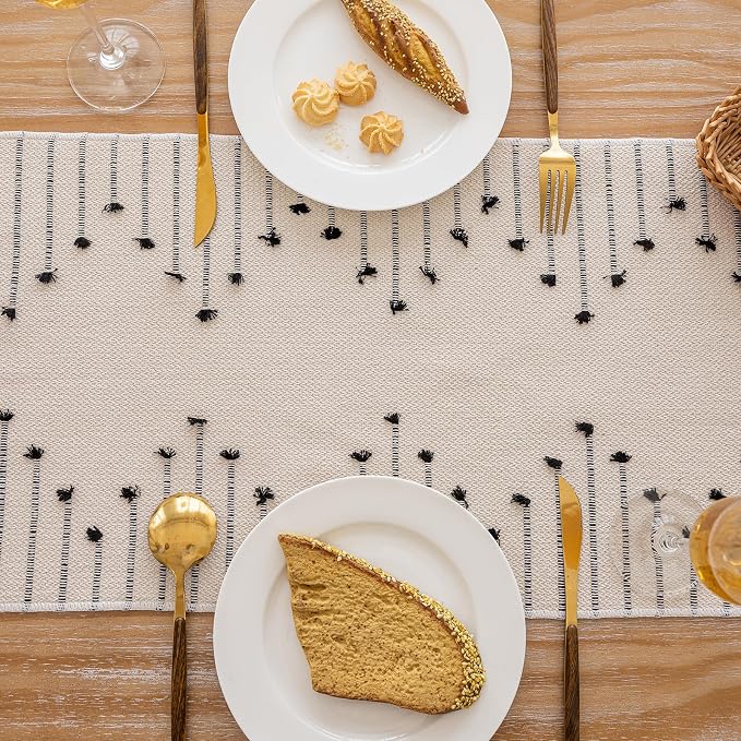 Joyfol Day Boho Table Runner, Farmhouse Stripe Cotton Table Runners - Image 4