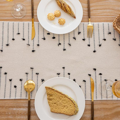 Joyfol Day Boho Table Runner, Farmhouse Stripe Cotton Table Runners - Image 4