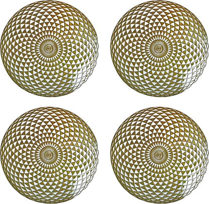 Vinyl Round Placemats Set of 4 - Non Slip Place Mats Ideal for Indoor and Outdoor Dining Table - Washable and Heat Resistant Table Mat for Kitchen Tables (Hunter Gold)