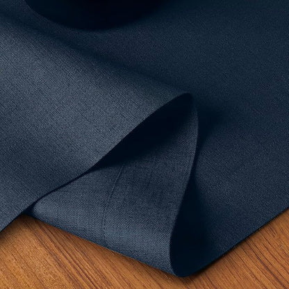 D'Moksha Homes Linen Table Runner 60 Inches - 100% Pure Linen Navy Blue Table Runner 14 x 60 Inch for Coffee Tables, Dresser, Easter - Machine Washable