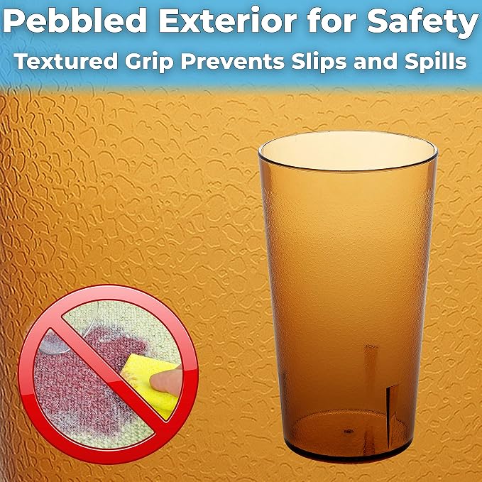 Restaurant Grade, BPA-Free 12oz Amber Plastic Cups 12pk. Super Durable - Image 5