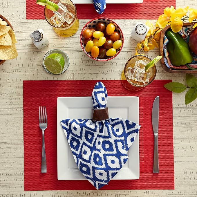 DII PVC Tabletop Collection Woven Indoor/Outdoor, Placemat Set, Tango Red - Image 4