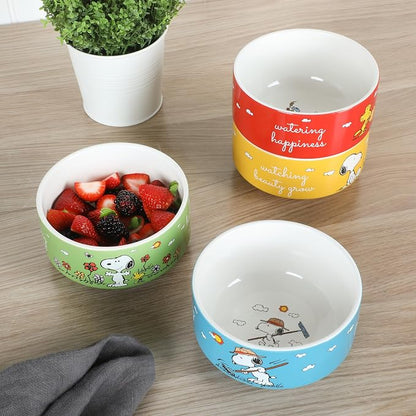 Peanuts Snoopy 5.5-Inch Decorated Stoneware Bowls, Stackable 4-Pack Bowl Set - Image 2