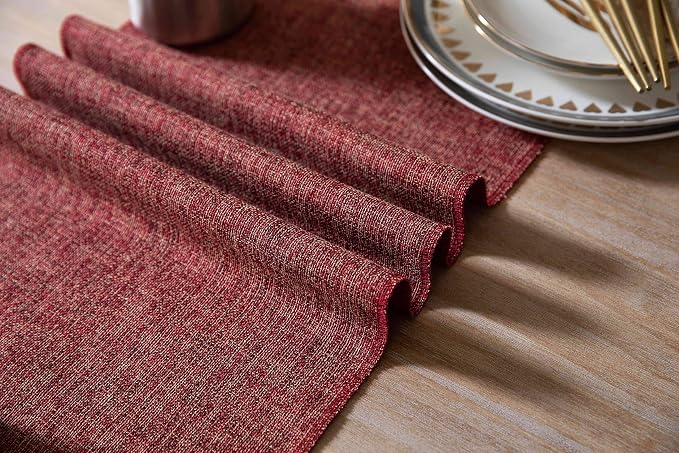 Red Table Runners 60 Inches Long, Burlap Linen Style Rustic Farmhouse Table - Image 5