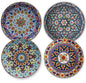 HASENSE Dinner Plate Set of 4, 10.5 Inch Porcelain Plates for Kitchen, Large Salad Plates for Steak, Dishes Set for Restaurant, Microwave, Oven & Dishwasher Safe for Christmas Gift, Bohemian