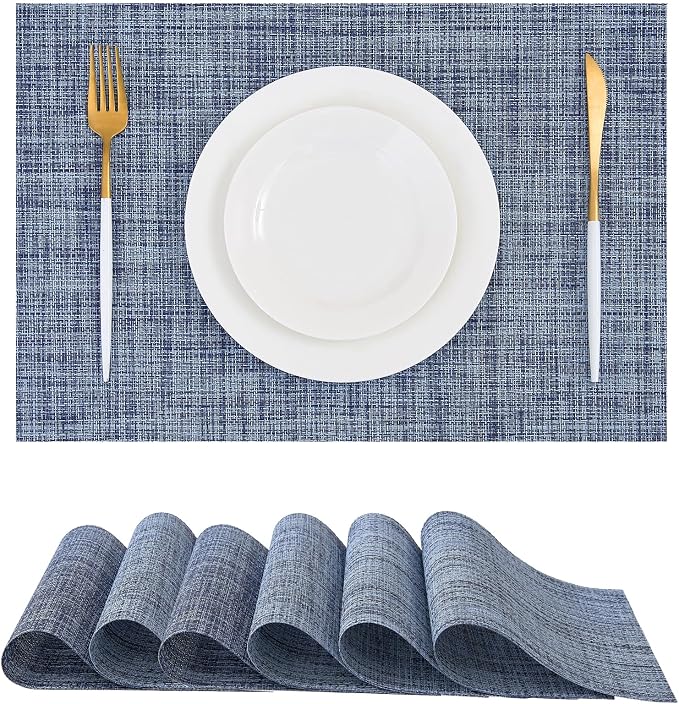 Leetaltree Deep Navy Woven Placemats Set of 6 by Leetaltree-ArtatEveryTable