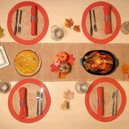 Round Verona Woven Jute & Cotton Placemat, 14 Inch, Natural Jute - Image 6