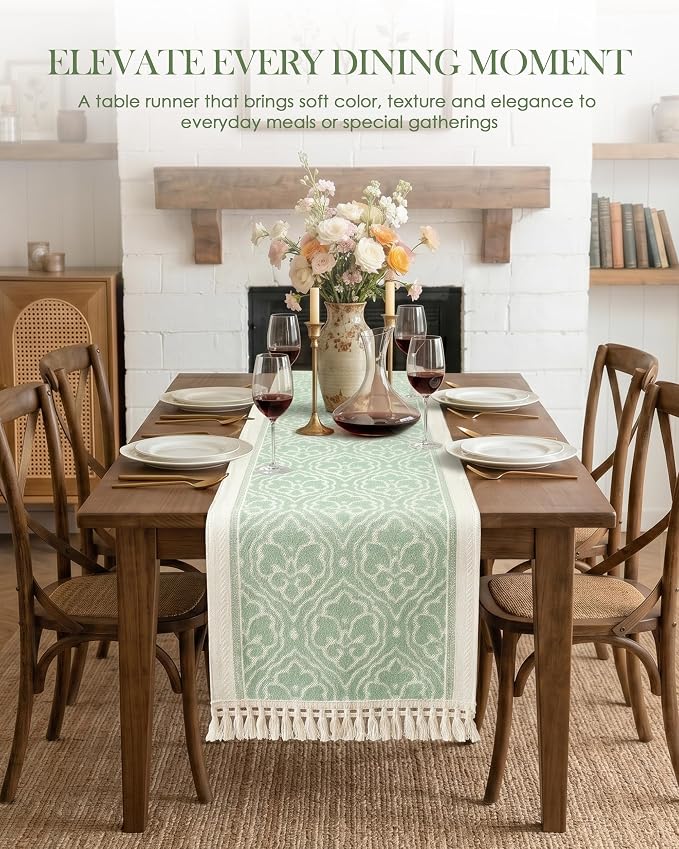 Table Runner, 13.8 x 72 Inch, Jacquard Woven - Image 3