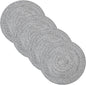 Round Placemats Set of 4-100% Cotton Two-Tone Placemat for Dining Table - Woven Braided Table Setting Place Mat - Washable Table Decor for Kitchen, Farmhouse, Rustic, Everyday Use, Black