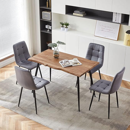 Rectangular Dining Table Set with Upholstered Chairs - Modern Kitchen Table and Chairs Set of 4 for Small Spaces - Grey