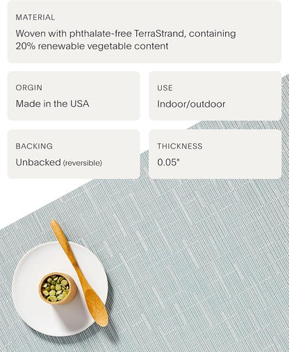 Chilewich Bamboo Placemats Set of 4 - Woven Oval Placemats - Reusable, Stain-Resistant, Indoor/Outdoor Tabletop Protection - 19" x 14" - Seaglass