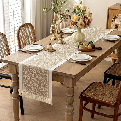 Coffee Scroll Linen Table Runner - Image 2