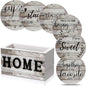 Queekay Coasters Set of 6 House Warming Gifts New Home Wooden Farmhouse Drink by Queekay