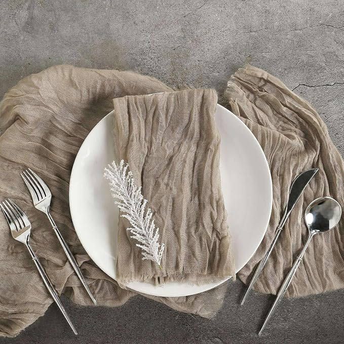 Efavormart 5 Pack 24"x19" Natural Matte Gauze Cheesecloth Napkins, Scandi-Boho by efavormart
