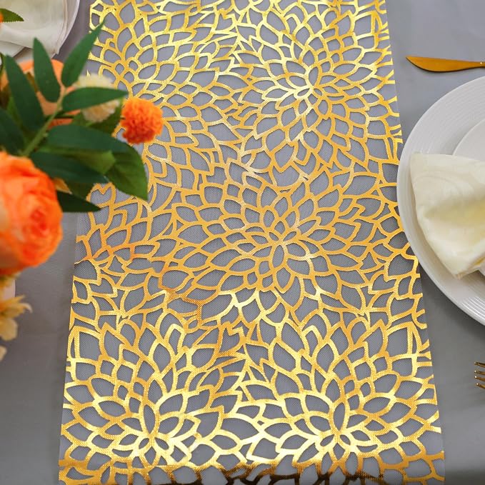 Snowkingdom 2 PCS Gold Table Runner 108 Inches Long - Image 3