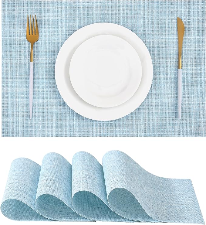 Leetaltree Soft Sky Blue Woven Placemats Set of 4 by Leetaltree-ArtatEveryTable