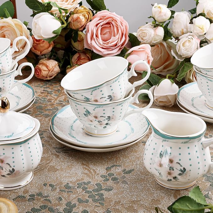 fanquare 21 Pieces Royal Style Porcelain Tea Set - Image 2