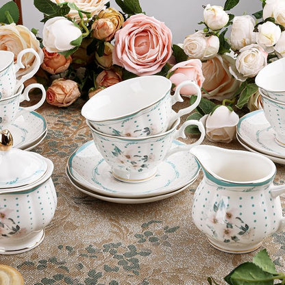 fanquare 21 Pieces Royal Style Porcelain Tea Set - Image 2