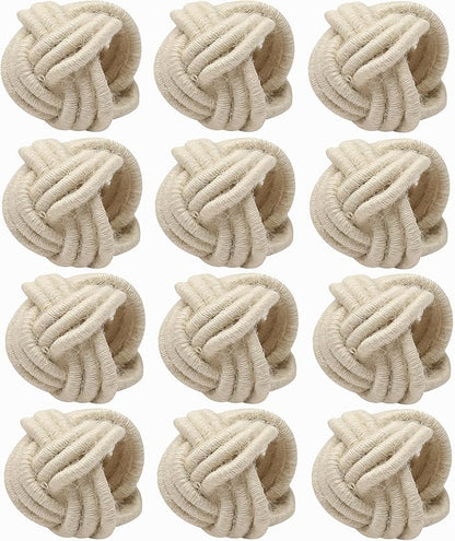 ALPHA Living HOME Handcrafted Napkin Rings Set of 12 - Woven Jute Napkin Holders, Serviette Rings - Perfect for Weddings, Thanksgiving, Christmas & Everyday Dining (Off White)