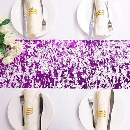Snowkingdom Purple Table Runner, Sequin Glitter Foil Metallic Thin Mesh Runners - Image 6