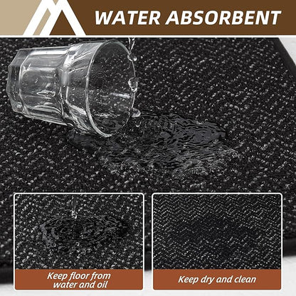 COSY HOMEER Kitchen Rugs and Mats 2PCS Non Slip Kitchen Mats for Floor Washable Stain Resistant Kitchen Runner Rug Sets Absorbent Kitchen Floor Mat 20"x32"+20"x48",Black