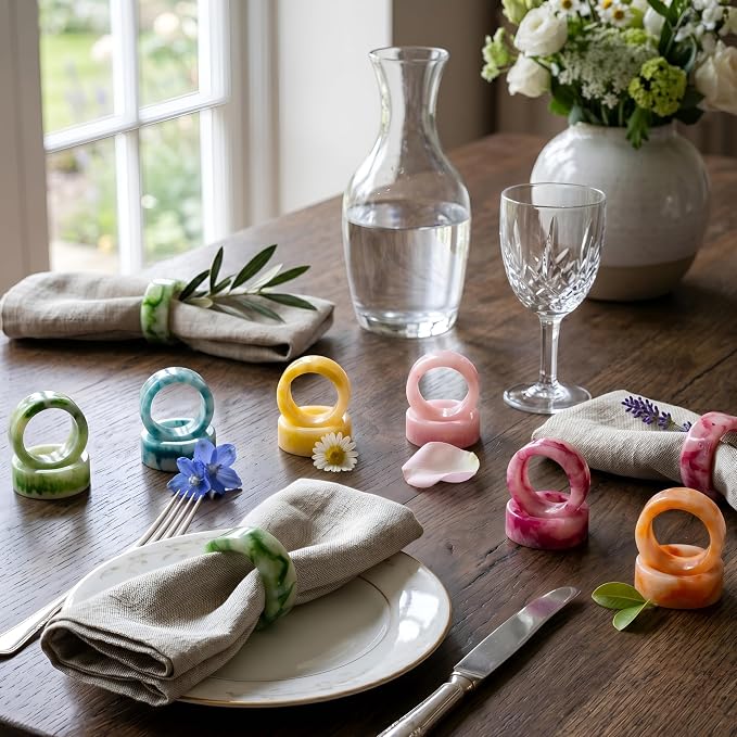 Unique Artisan Resin Napkin Rings Set of 48, Luxurious Modern Table Decor - Image 6
