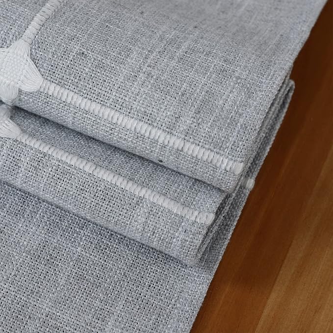 NEWISHER Rustic Embroidered Plaid Cloth Table Runner 48 inches, Farmhouse - Image 7