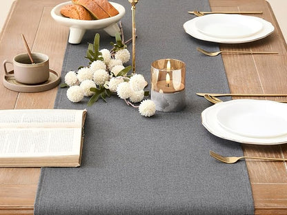 YATOJUZI Dark Grey Table Runner Seasonal Summer Kitchen Dining Coffee Table - Image 2